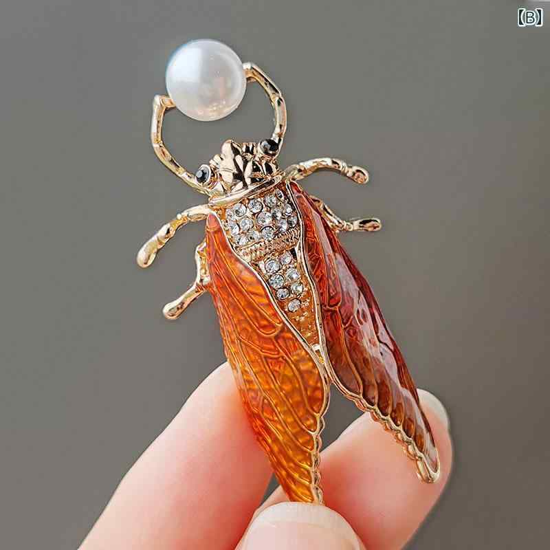 楽天市場】ブローチ エナメル 昆虫 大作 金 蝉 カーディガン コート