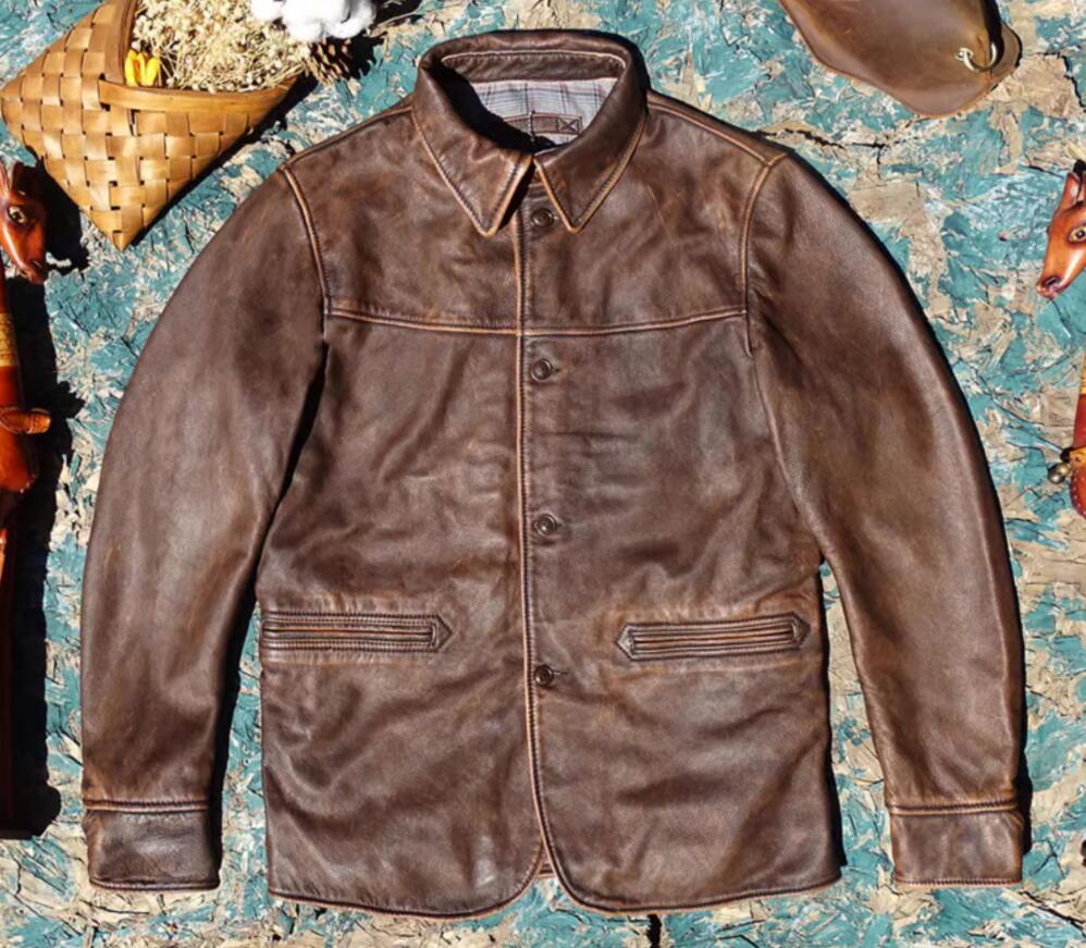 楽天市場】秋冬 新品 茶芯牛革 レトロ 本革 ユーズド加工 ライダース