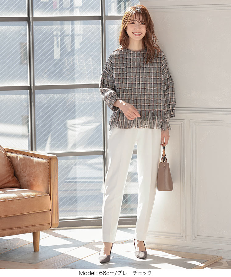 楽天市場】 裾フリンジツイードトップス [C5005] レディース トップス