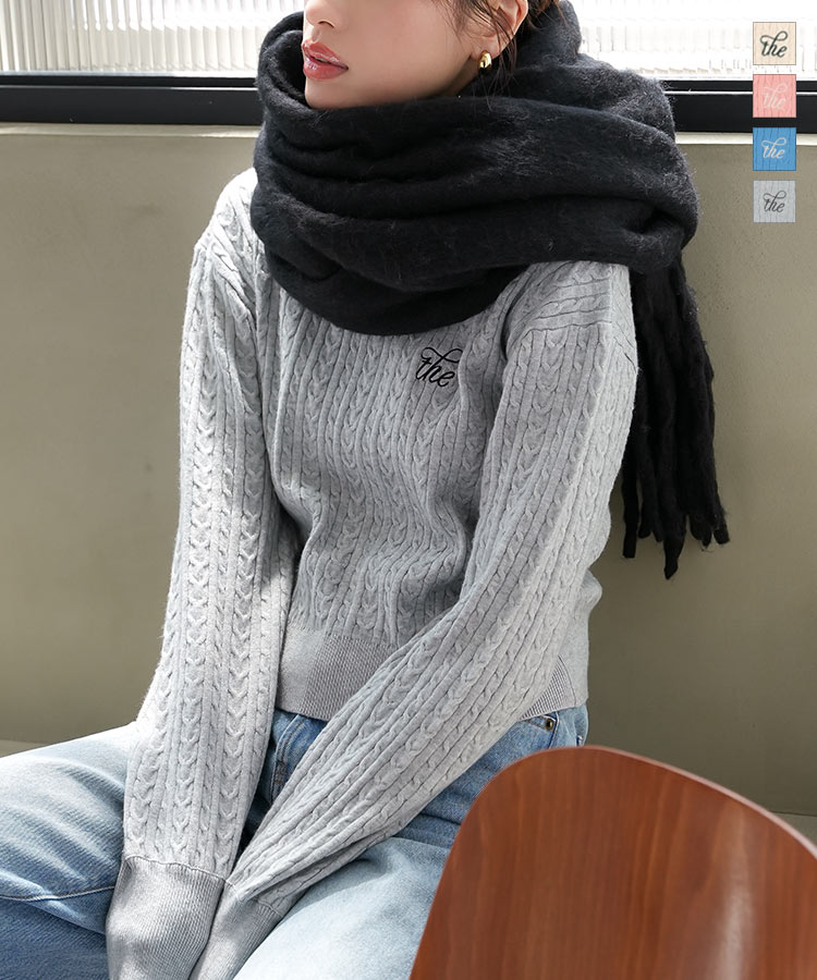 楽天市場】胸元刺繍 ケーブルニット トップス レディース ニット