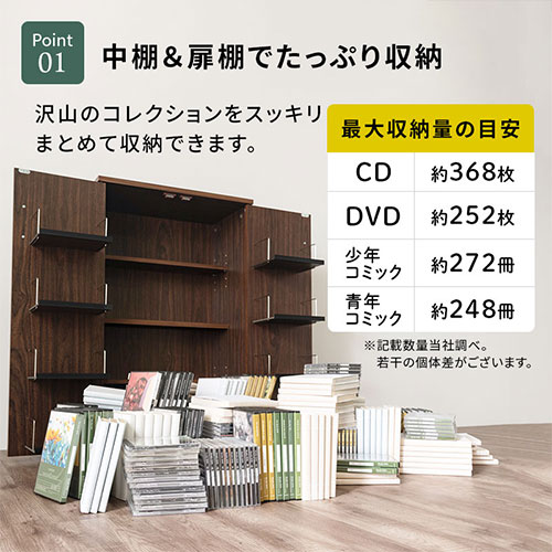 楽天市場】CDラック CD収納 約幅60cm 扉付き収納 ホワイト/オーク