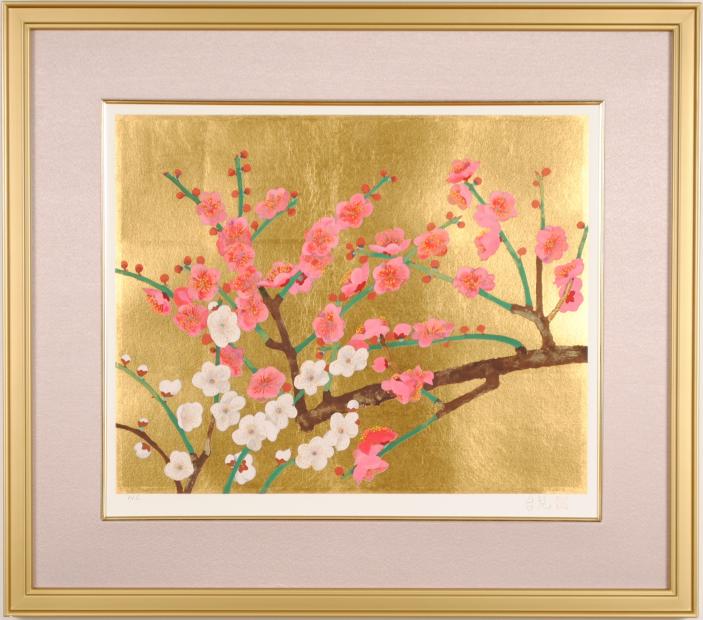 楽天市場】梅の花 絵画 和風 日本画 インテリア リトグラフ 版画 濱田