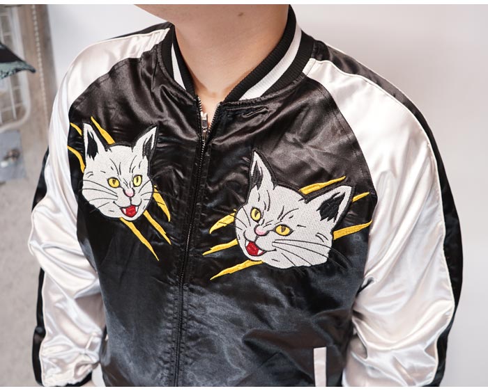 楽天市場】朧 おぼろ 和柄 スカジャン メンズ 華鳥風月 猫パンチ 刺繍