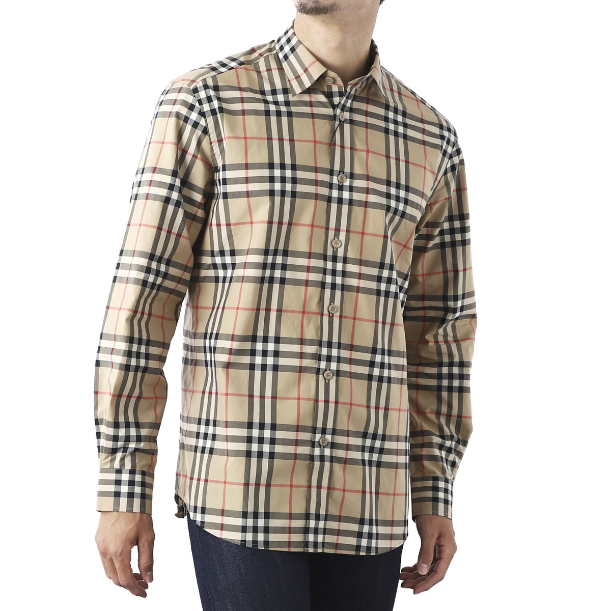 楽天市場】バーバリー BURBERRY 長袖レギュラーカラーシャツ ベージュ