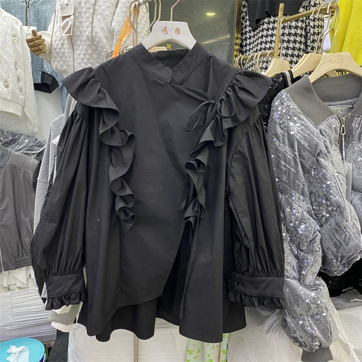 楽天市場】フリルレースアップブラウス フリルブラウス フレンチ