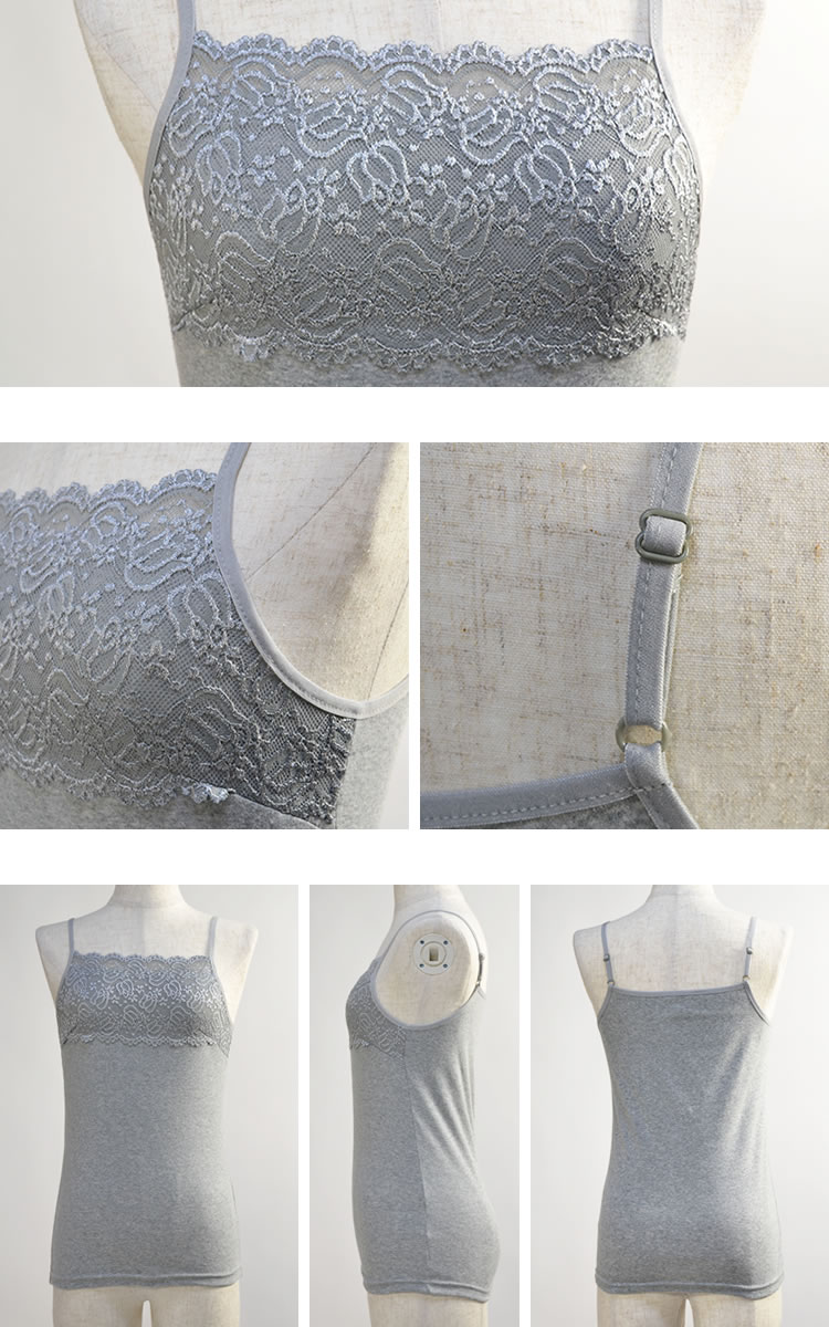 楽天市場】【送料無料】フロントフラワーレースコットンキャミソール