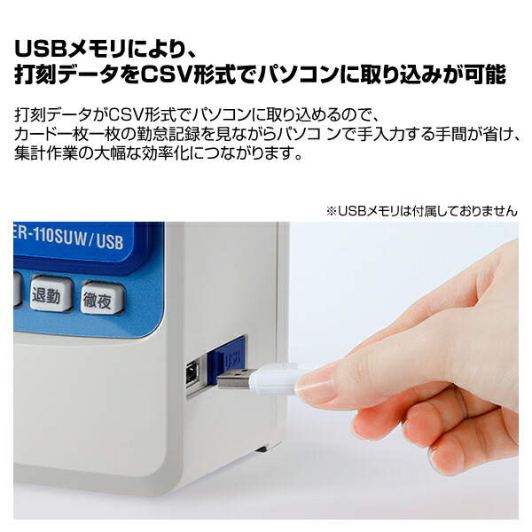 楽天市場】タイムレコーダー マックス ER-110SUW/USB ホワイト 電波
