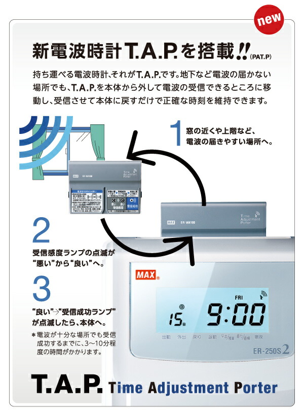 楽天市場】タイムレコーダー マックス ER-250S2 本体のみ 電波時計内蔵