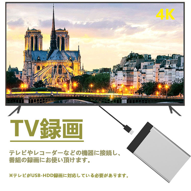 楽天市場】外付けHDD 2TB ポータブル型 4k対応テレビ録画 PC パソコン