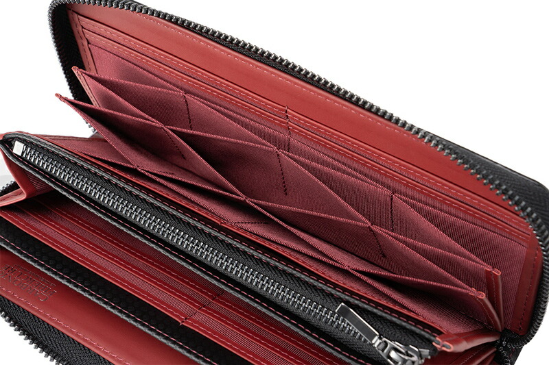 楽天市場】長財布 メンズ ラウンドファスナー カーボンレザー