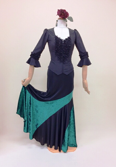 楽天市場】フラメンコ衣装スカート ファルダ 全6色 黒xベロア6色