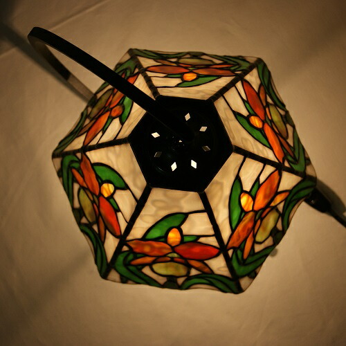 楽天市場】ステンドグラス ランプ・6面体吊り下げランプ（カトレア