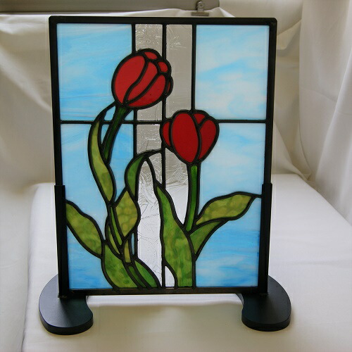 楽天市場】ステンドグラス 建物パネル・鉛線方式 チューリップ（赤