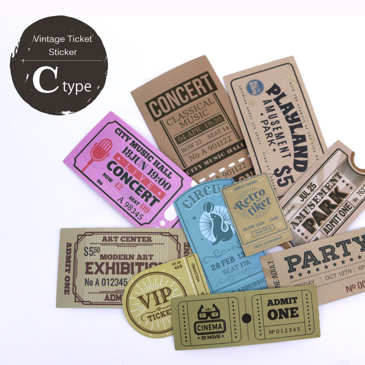 楽天市場】( ステッカー ) ヴィンテージ チケット ステッカー 10枚