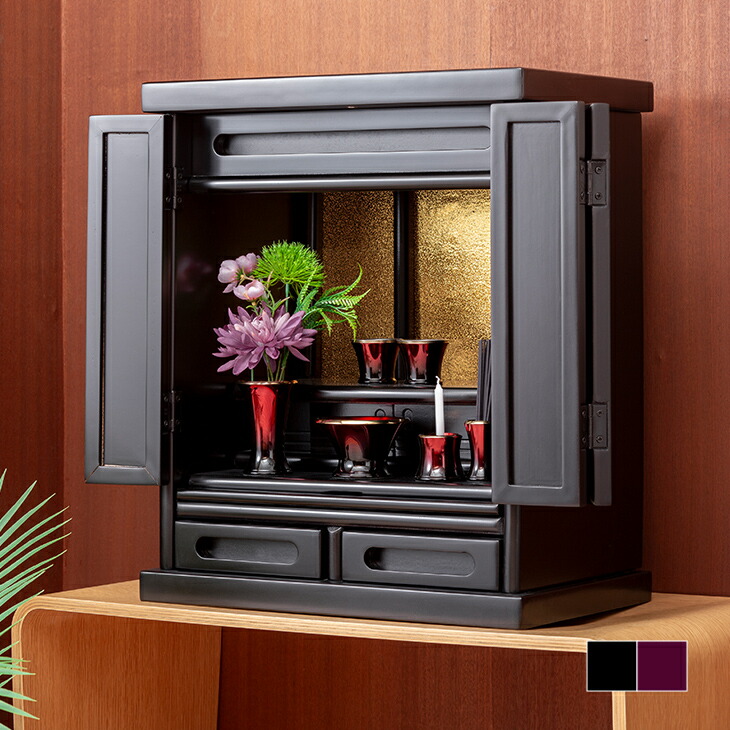 楽天市場】上置仏壇 小型 省スペース 幅42cm 折れ戸式 スライド棚