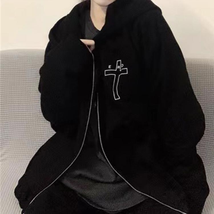 楽天市場】クロス柄 十字架 地雷系 トップス アウター フード付き 服