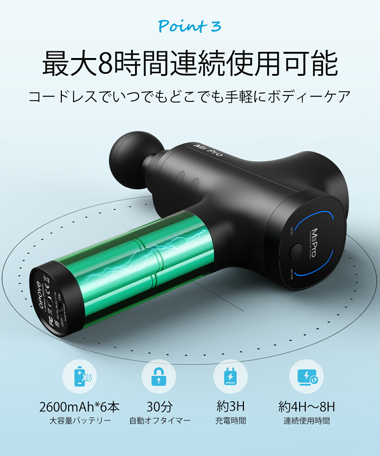 楽天市場】マッサージガン 12mm振幅 最大約32kg耐圧 2600mAh*6本大容量