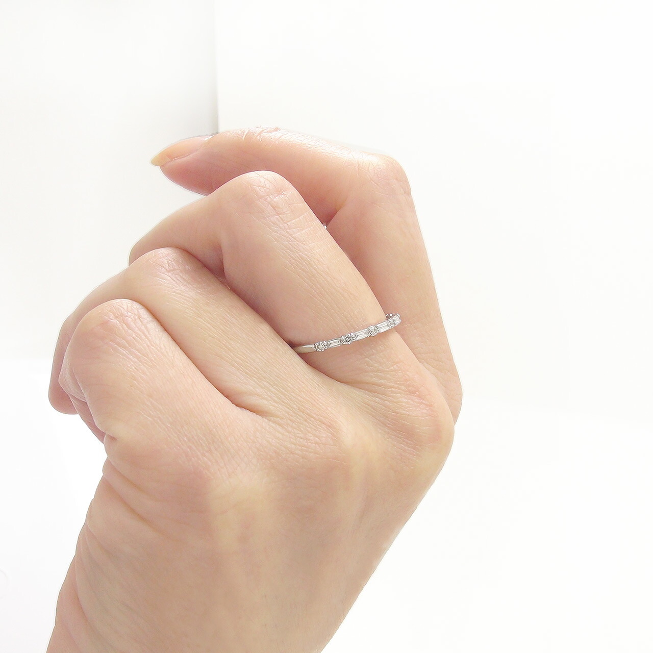 楽天市場】k18 バケットカット ダイヤモンド リング バゲット バケット