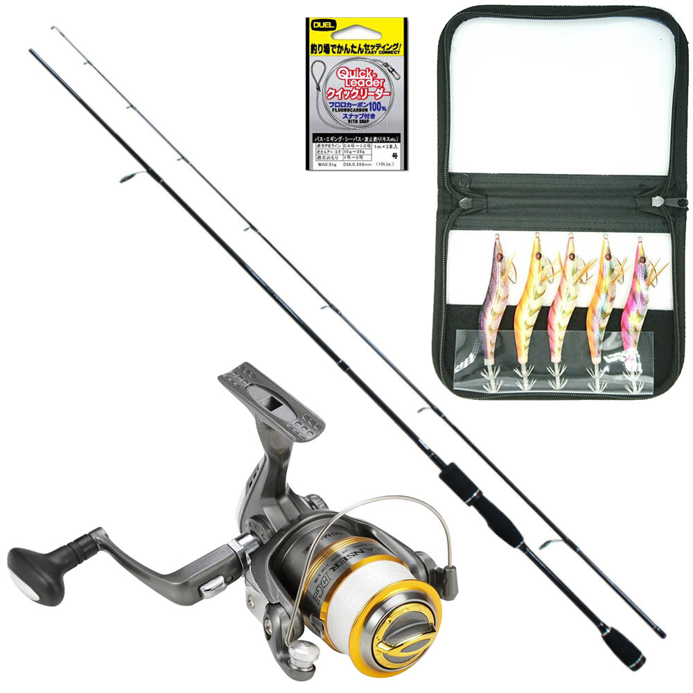 楽天市場】エギング 3点セット ロッド ＆ PEライン付きリール ＆ エギ