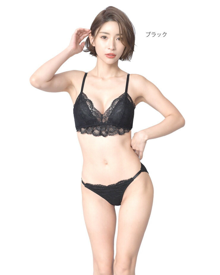楽天市場】ノンワイヤー 総レース ブラジャー ショーツ 上下セット