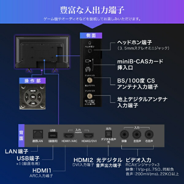 楽天市場】【期間限定5%OFFクーポン 2/26 10時まで】 テレビ 24型