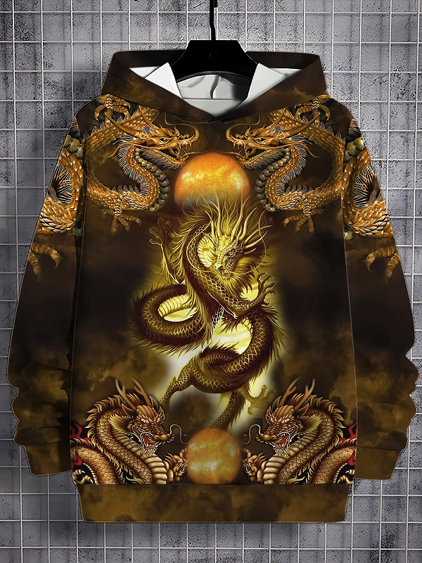 楽天市場】ド派手 ドラゴン柄プリント パーカー 033 ゴールド 薄手