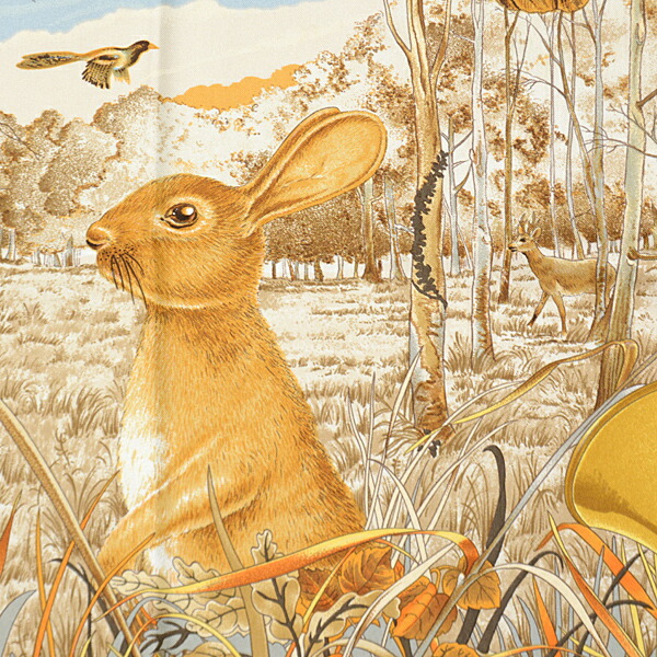 楽天市場】エルメス スカーフ レディース カレ90 CHASSE au BOIS 森の