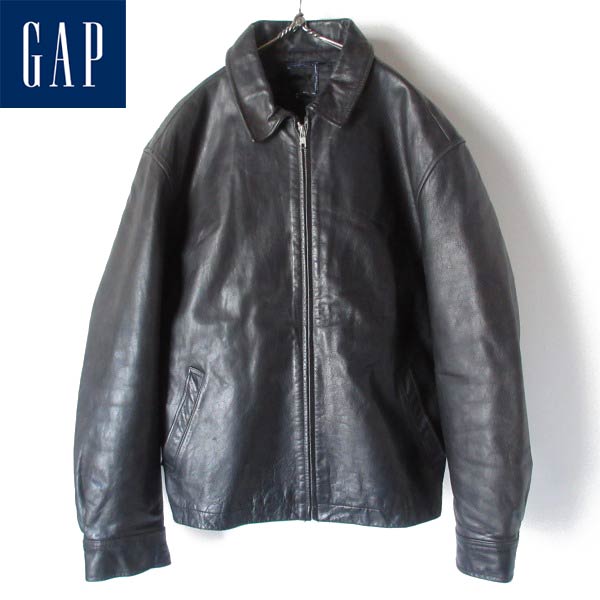 楽天市場】90s OLD GAP オールド ギャップ 短丈 レザージャケット 黒 L