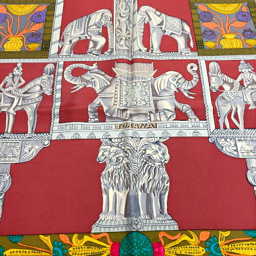 楽天市場】エルメス HERMES スカーフ カレ90 シルク TORANA 塔門