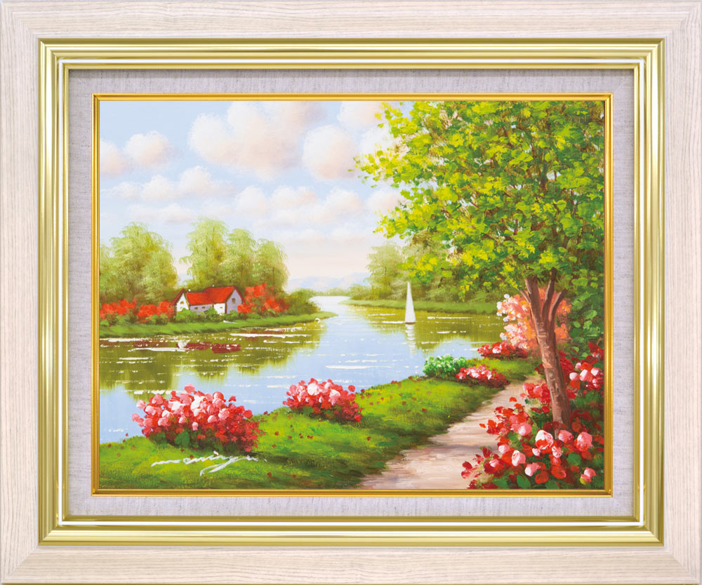 楽天市場】手描き油絵 ﾓﾘﾝｶﾞ 花畑に彩られて1 F6 画家本人手描き絵画