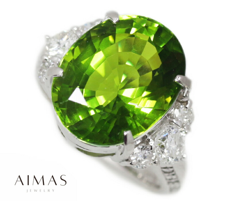 楽天市場】ペリドット 11.84ct ダイヤモンド 1ct オーバル 楕円