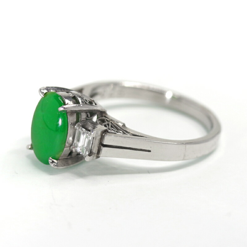 楽天市場】翡翠 8.9mm×6.5mm リング 8号 PT900 プラチナ 指輪