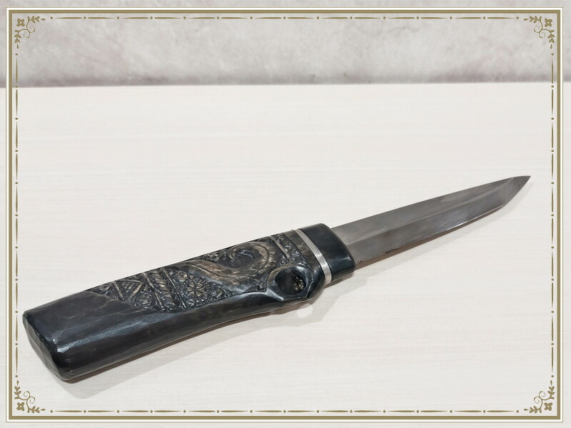 楽天市場】アイヌ文様 木彫りマキリ 特彫り 両面彫り 1点限り 小刀