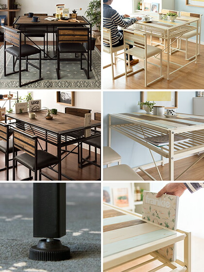 楽天市場】ダイニングテーブル 木製 天然木 スチール アイアン