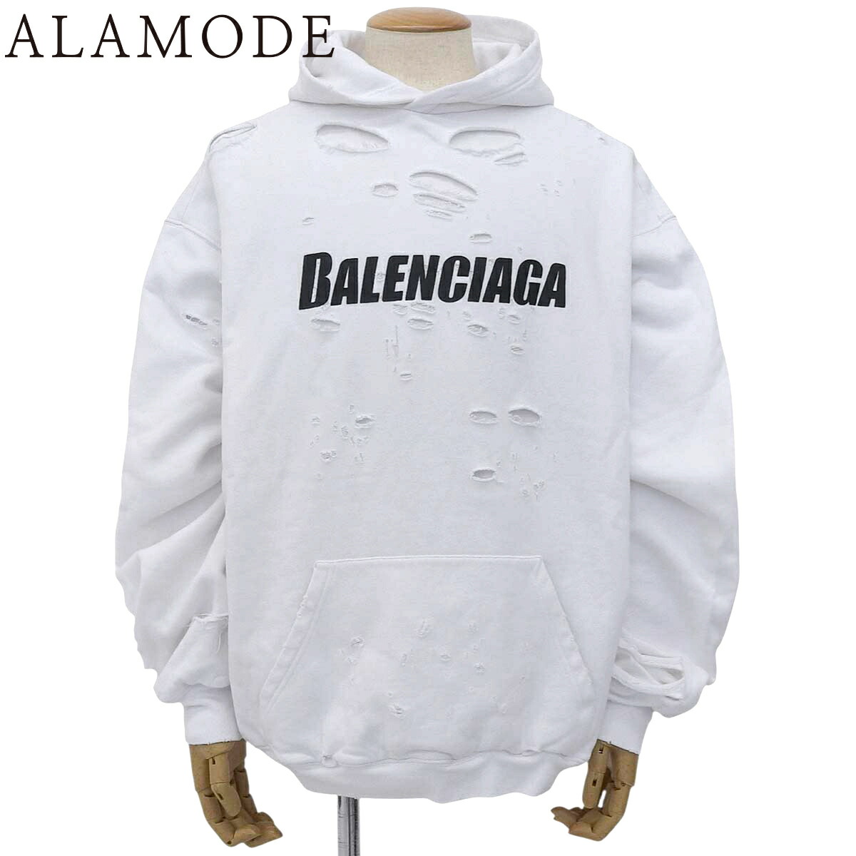 楽天市場】BALENCIAGA(バレンシアガ) デストロイ加工 ロゴ フーディー