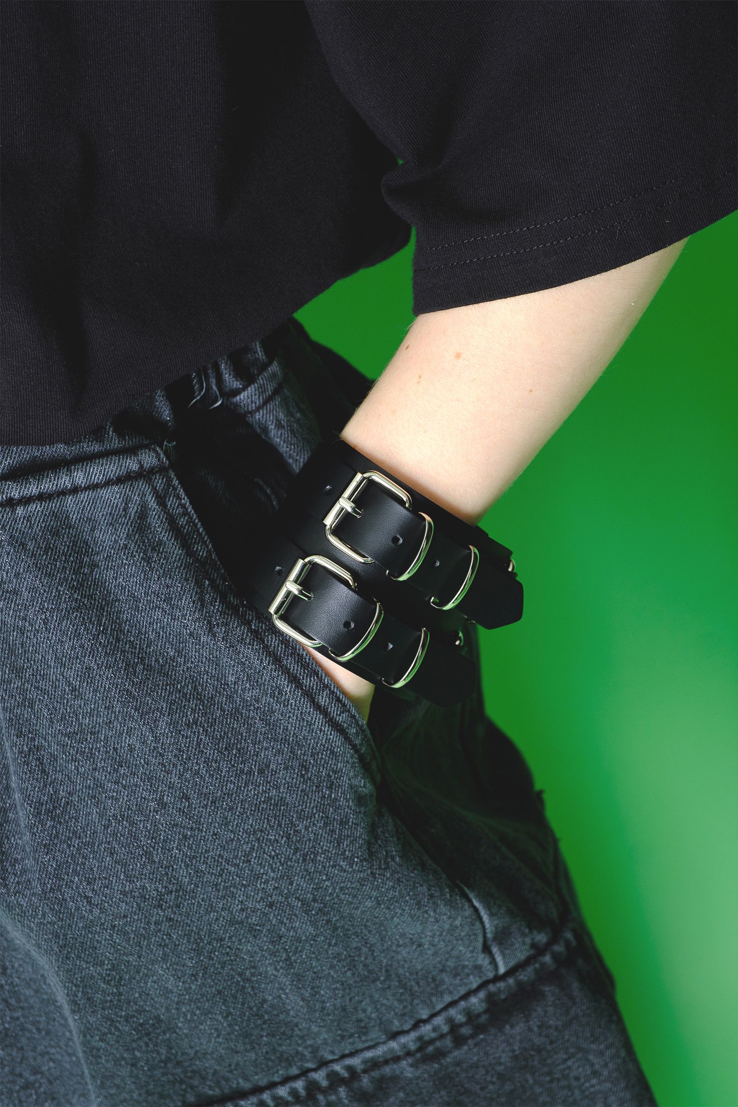 楽天市場】an meets zakka 2連バックルベルトワイドレザーバングル