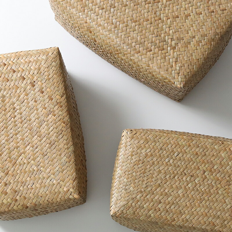 楽天市場】カチュー水草ふた付き四角BOX 3点セット アジアのかご