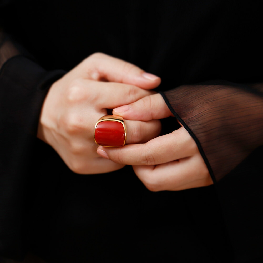 楽天市場】≪1年保証付き≫ 豪華！日本産血赤珊瑚K18メンズリング