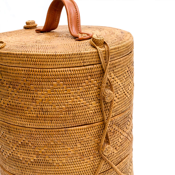 楽天市場】アタで編まれた 3段ランチバッグ カゴバッグ おしゃれ 収納