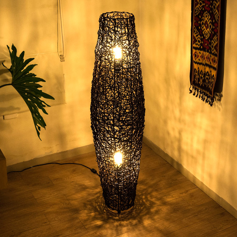 楽天市場】フロアライト コクーンタイプ Lサイズ 籐 ラタン製 LED 対応