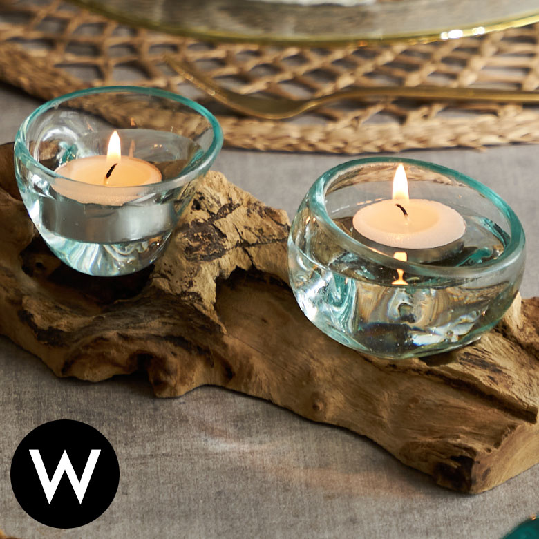 楽天市場】キャンドルホルダー ガラス 古木 インテリア 置物 ガラス