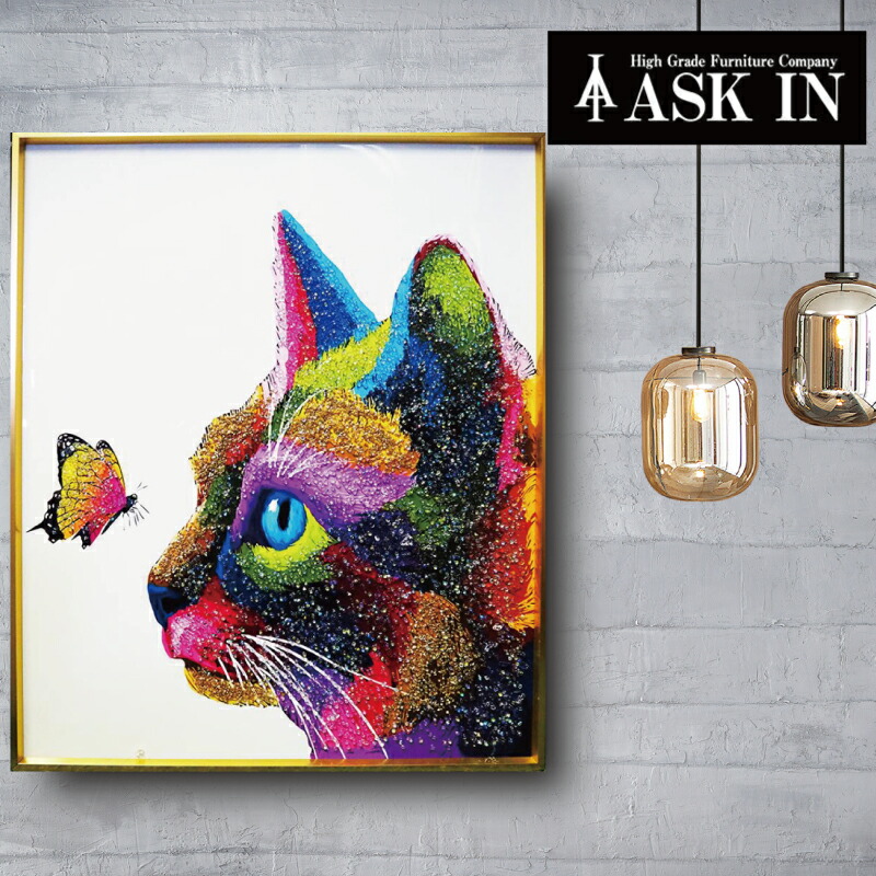 楽天市場】クリスタルアート 51x61cm 水晶 猫 キャット cat 動物