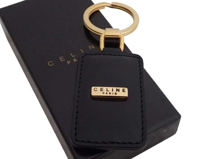 楽天市場】セリーヌ CELINE キーリング ロゴ ブラックxゴールド金具
