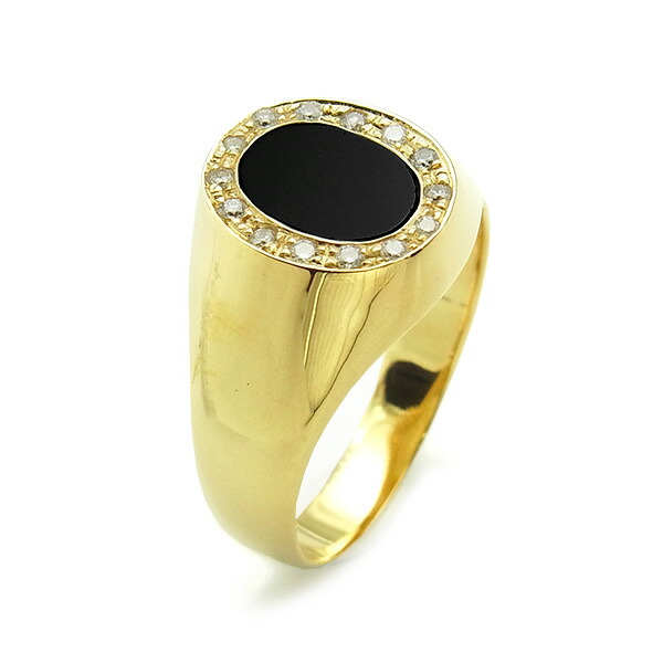 楽天市場】オニキス/ダイヤモンド メンズリング - 18金 イエロー