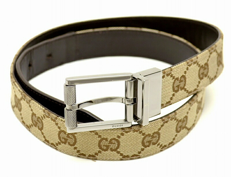 楽天市場】GUCCI グッチ GGキャンバス ベルト シルバーバックル メンズ
