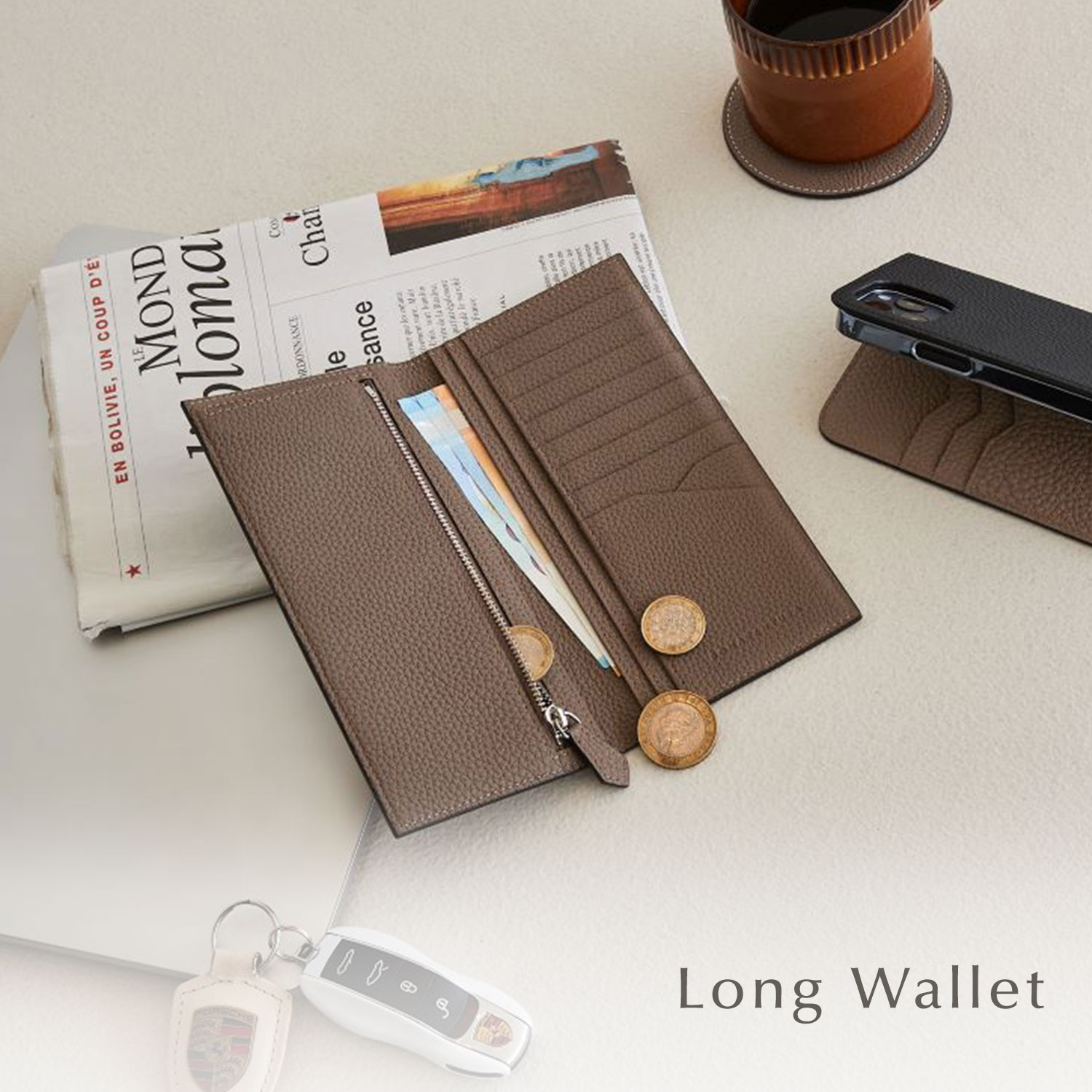 楽天市場】【公式】ロングウォレット 二つ折り財布 薄い財布 メンズ