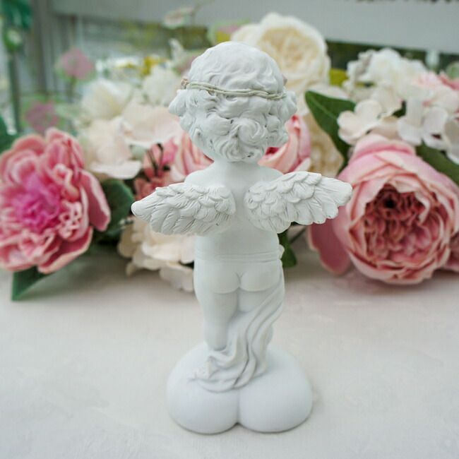 楽天市場】一輪の薔薇エンジェルオブジェ 天使 置物 ピンク ホワイト