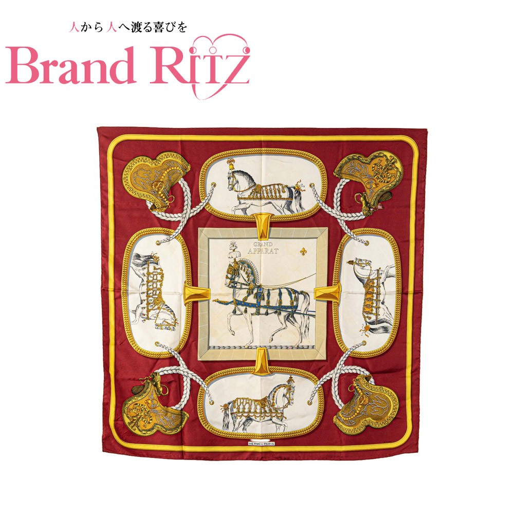 楽天市場】中古 エルメス カレ90 GRAND APPARAT 盛装の馬 スカーフ