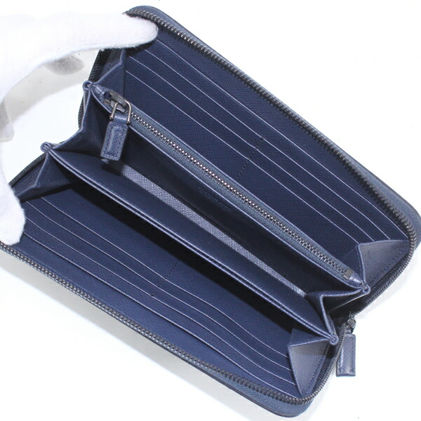 楽天市場】プラダ 長財布 ラウンドファスナー PRADA ネイビー 紺