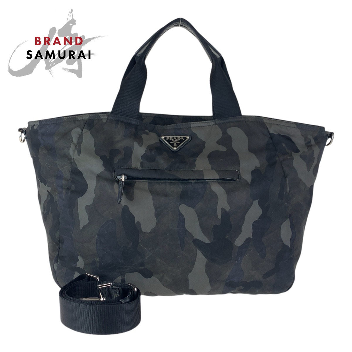 楽天市場】美品 PRADA プラダ テスート カモフラ 三角ロゴプレート